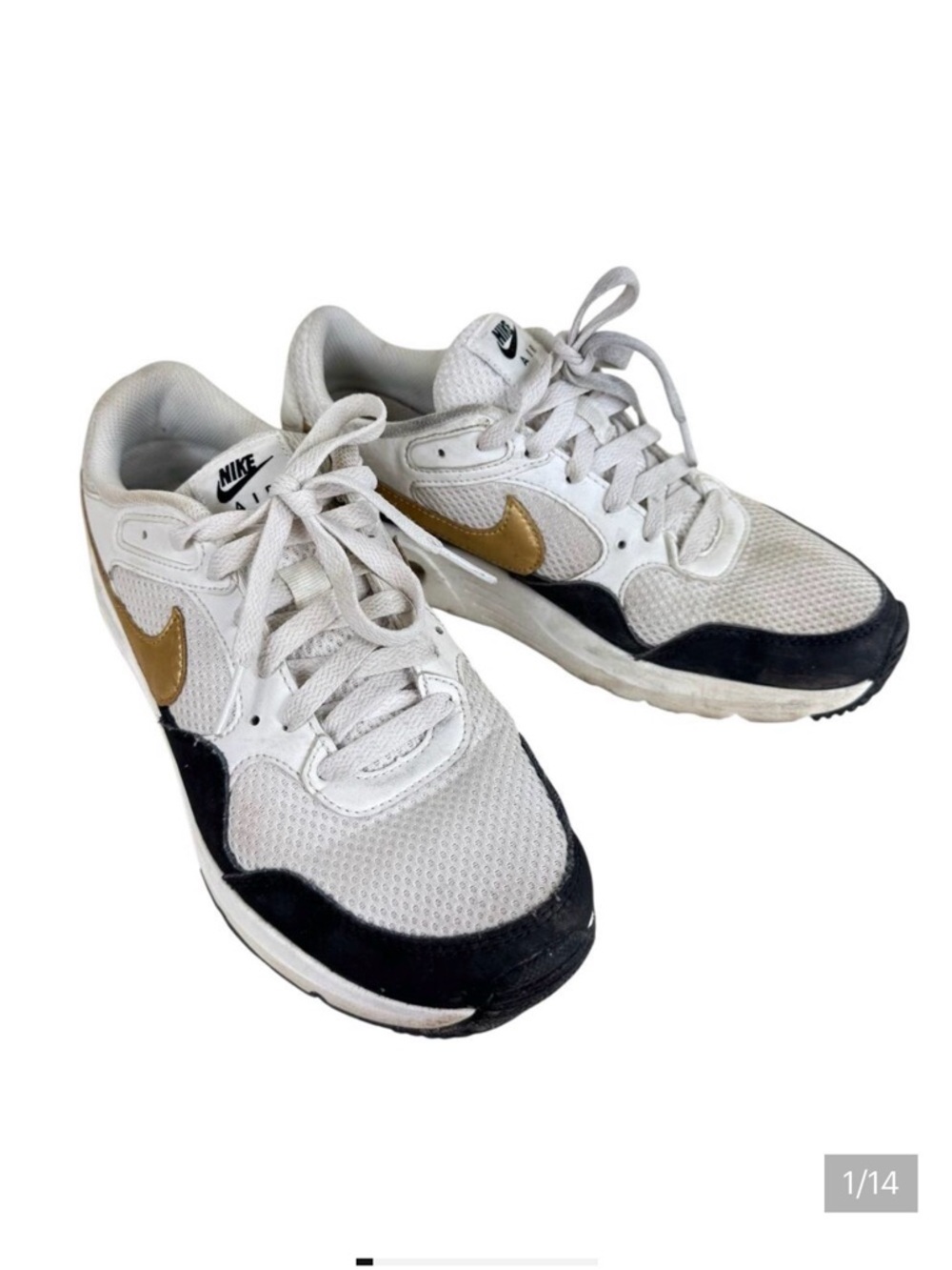 Nike Air Max SE Trainer White Black Gold DV-6842-001 Lace Up Sneakers Size 7.5‎